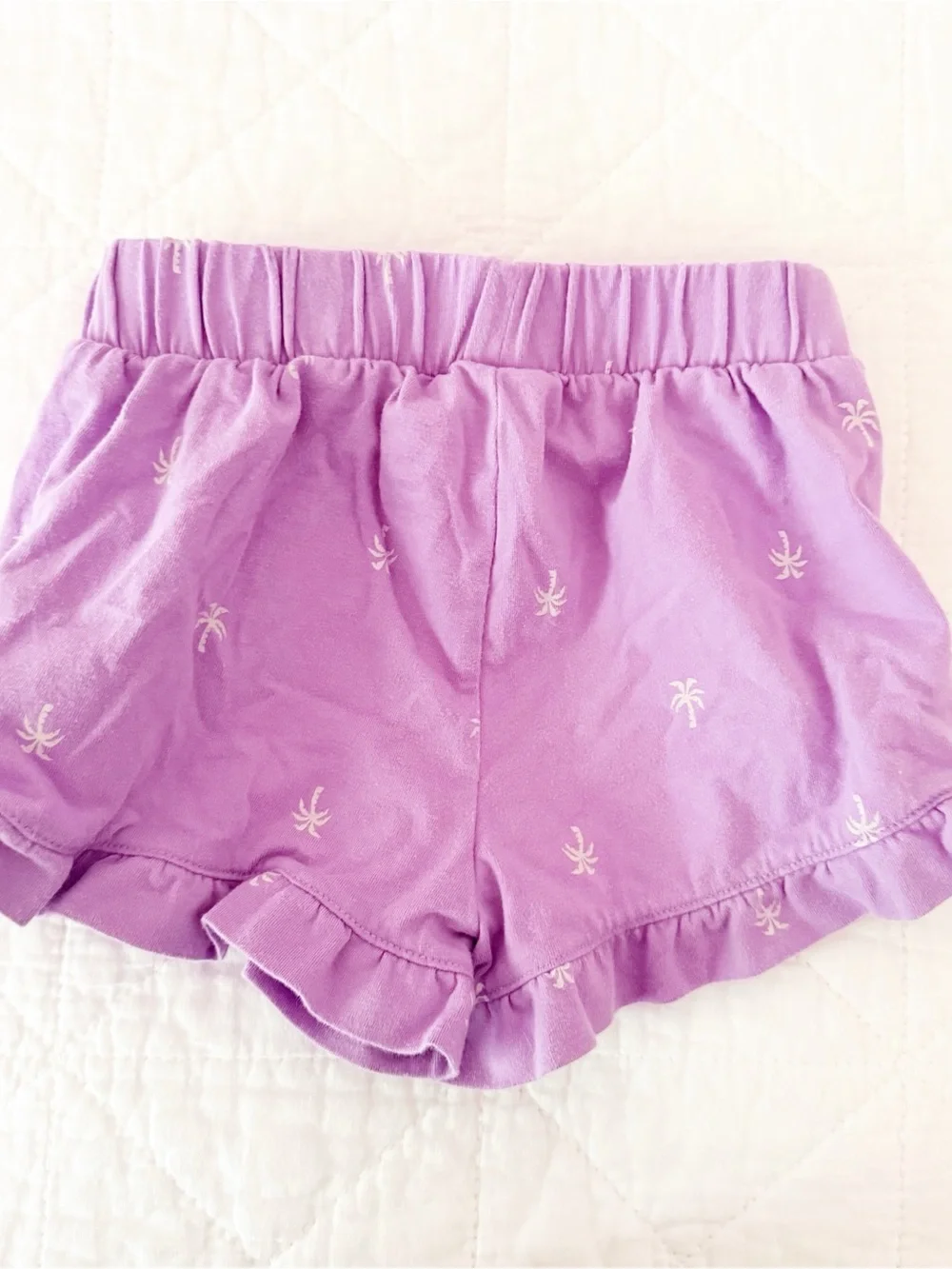 GAP Kids 3T Girls Purple Ruffle Palm-Print Shorts